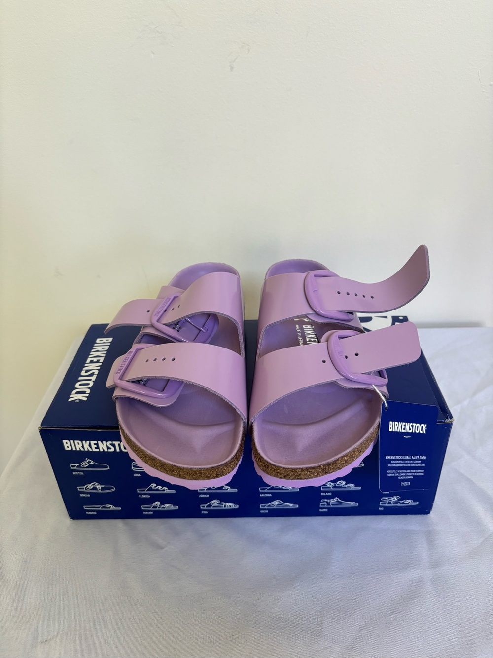Birkenstock Big Buckle High Shine Crocus Sandals Sz7 Eu 38 Narrow fit womens NWB